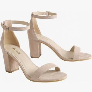 ANKIS SZ 8.5 Suede Ankle Strap Block Heel Sandals